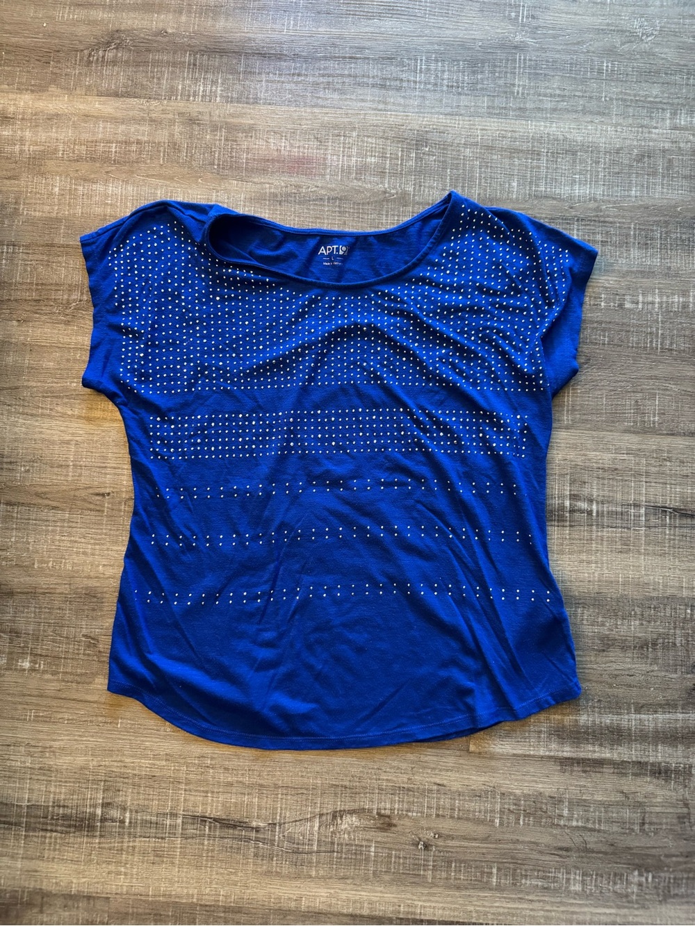 Apt 9 Blue Bling Short Sleeve Round Neck Shirt
